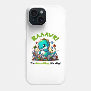 Dinosaur Attacking Building Blocks City: I'm Dino-miting! Phone Case