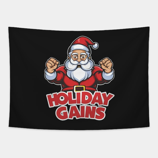 Festive Fitness: Santa’s Holiday Gains Tapestry by ramith-concept