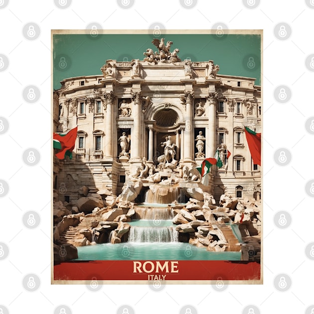 Trevi Fountain Rome Italy Vintage Tourism Travel Poster by TravelersGems