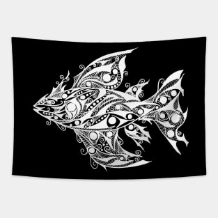 Abstract Tribal Fish Tattoo Tapestry