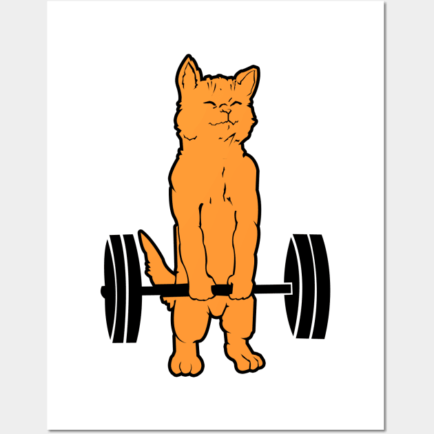 Cat-Deadlift-Powerlifting-T-Shirt-Fitness-Gym-Lifting-Weights-Tee-Gifts |  Poster
