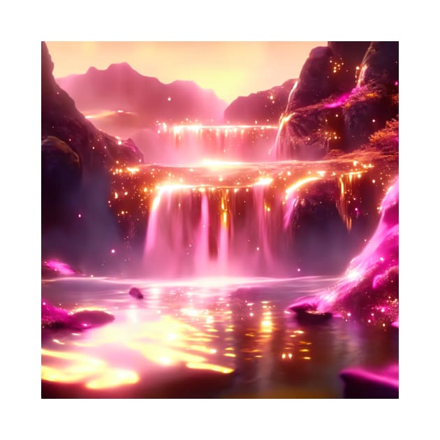 Fantasy pink gold waterfall by Lilbangdesigns