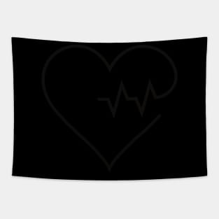 Black cat silhouette ECG heartbeat Tapestry