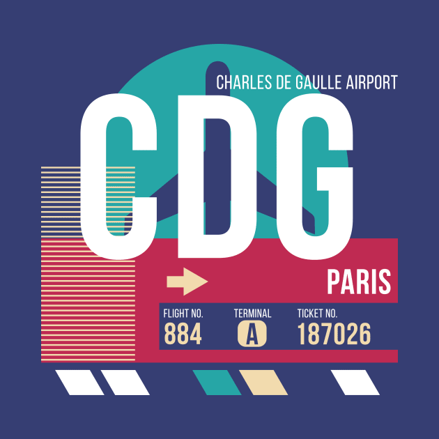 Paris (CDG) Airport Code Baggage Tag E by SLAG_Creative