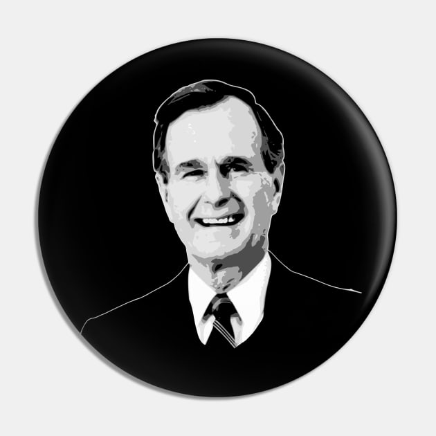 George H.W. Bush Black and White Pin by Nerd_art