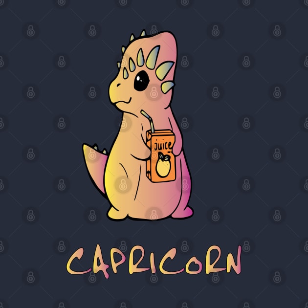 Capricorn dinosaur drinking juice by lazykitty