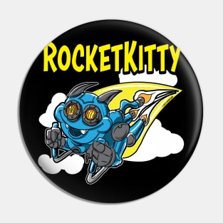 Rocket Kitty rocketing throught the sky Pin