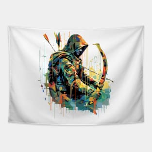 Archer Bowman Portrait Fighter Mistery Shadow Abstract Tapestry