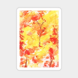 Landscape, autumn, leaf fall, nature. Encaustic, art decoration, sketch. Magnet