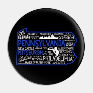 Pittsburgh Pennsylvania cute map, Allentown, Erie, Reading, Bethlehem, Scranton, Lancaster, Levittown, Harrisburg, Pin