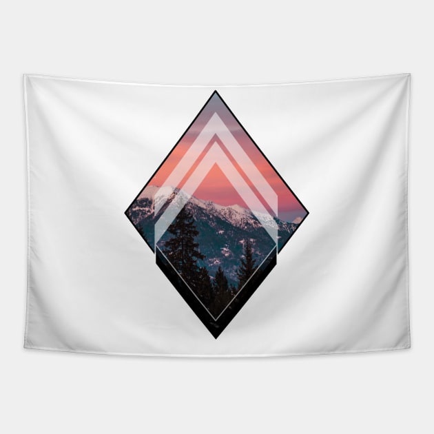 Geometric Snowy Mountain Tapestry by Bluepress