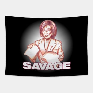 Nancy Pelosi - Savage (White) Tapestry