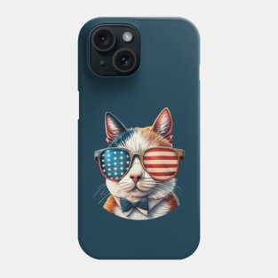 Cat With Usa Flag Sunglasses Phone Case