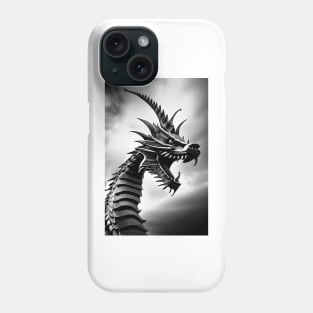 Angry Spiked Head Grayscale Dragon Phone Case