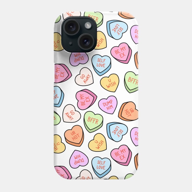 Dump Him Conversation Hearts - White Phone Case by Elizabeth Weglein Art