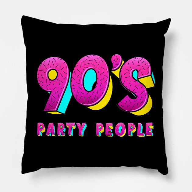 90`s Party People Nineties Retro Party Pillow by Macphisto Shirts