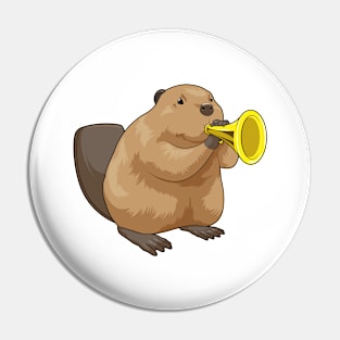 Beaver Musician Trumpet Music Pin