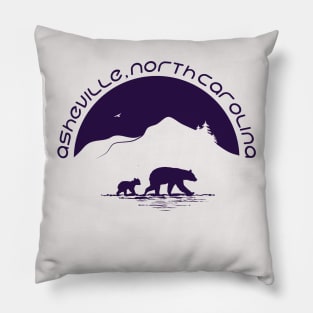 Momma Black Bear & Cubs - Asheville, NC - Purple 11 Pillow