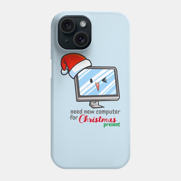 New cute christmas computer for present Phone Case by Jocularity Art