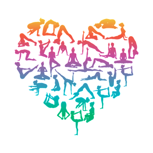 Colorful Yoga Poses Heart T-Shirt