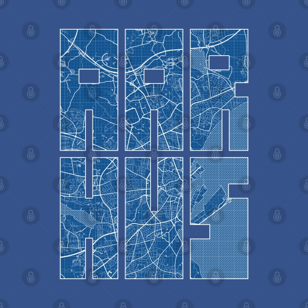 Aarhus, Denmark City Map Typography - Blueprint by deMAP Studio