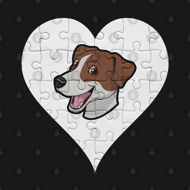 Jack Russell Terrier Heart Jigsaw Pieces Design - Gift for Jack Russell Terrier Lovers by HarrietsDogGifts