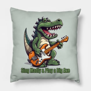 A T-Rex Dinosaur Singing Madly & Playing a Big Axe Pillow