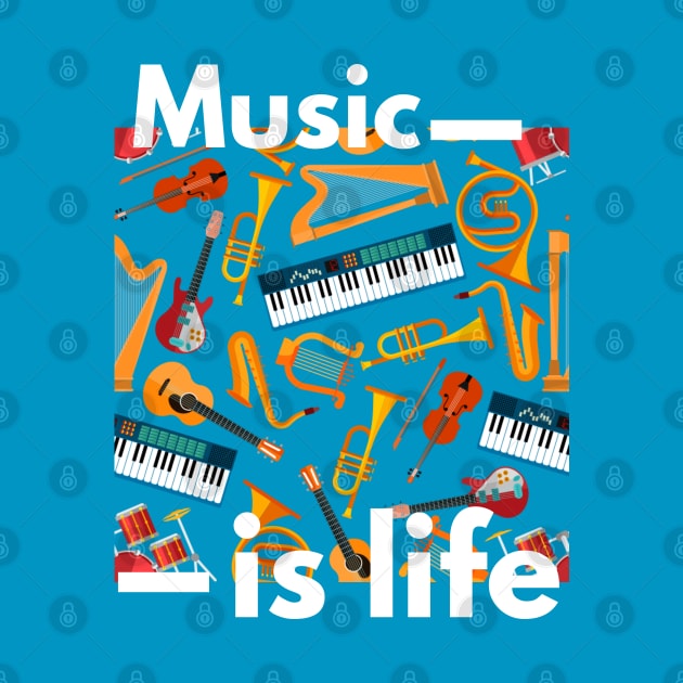 Music Is Life Musical Instruments by Paradise Stitch