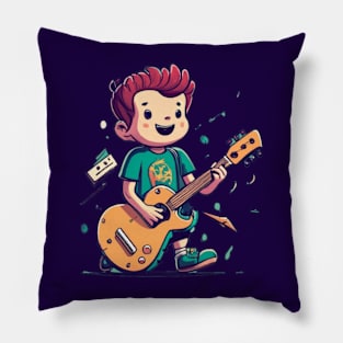 little boy with guitar Pillow