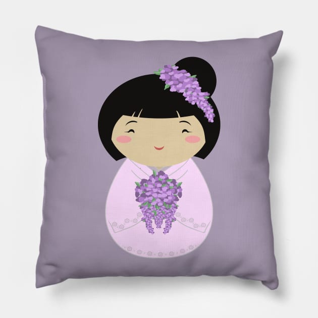 Kokeshi Wisteria Bride Pillow by Thedustyphoenix