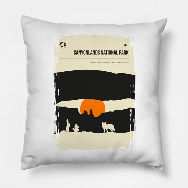 Canyonlands National Park Vintage Minimal Retro Travel Poster Pillow by jornvanhezik