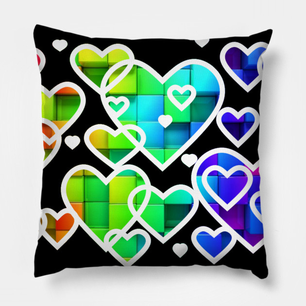 Rainbow hearts white