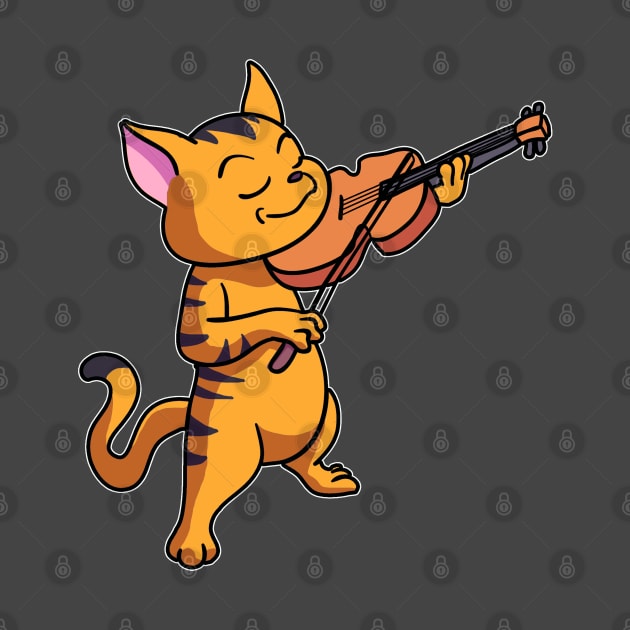 Cat Playing String Violin Funny Violinist Kitty Musician by Blink_Imprints10