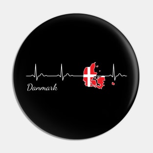 Denmark Danmark heartbeat flag Pin