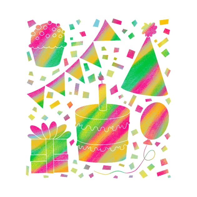 Rainbow Birthday Part Design With White Background by missmann