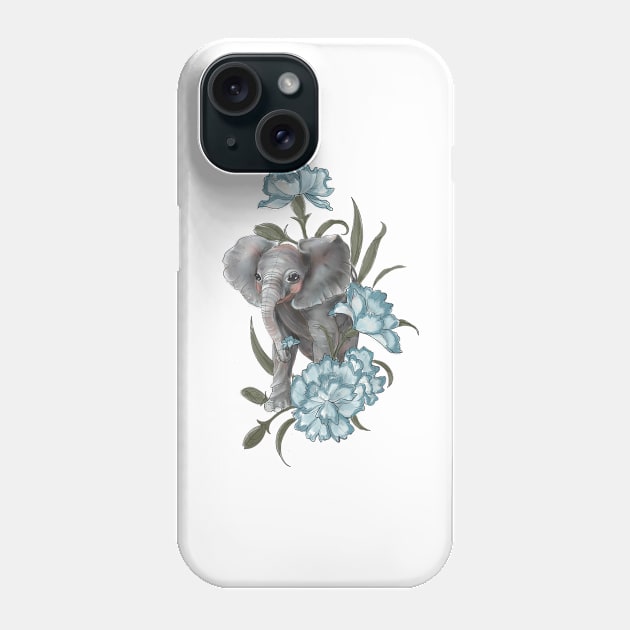 Baby elephant with January’s birth flower the Carnation - Baby Room Phone Case by Verre