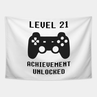 LEVEL 21 ACHIEVEMENT UNLOCKED Controller retro video games 21st birthday Tapestry