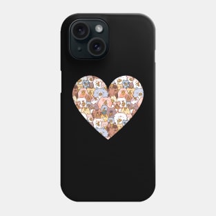 Cat pizza party party in a heart Phone Case
