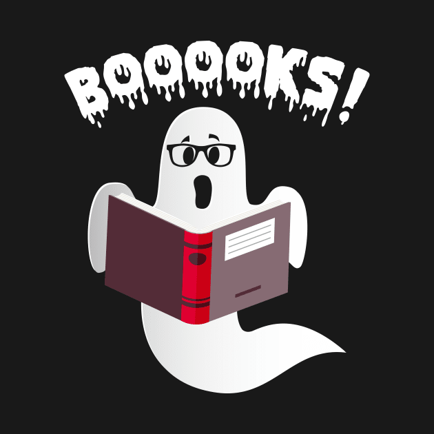 Ghost Reading Books Boooks Funny Halloween by foxmqpo