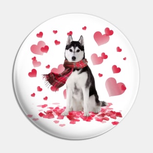 Husky Hearts Love Happy Valentine's Day Pin