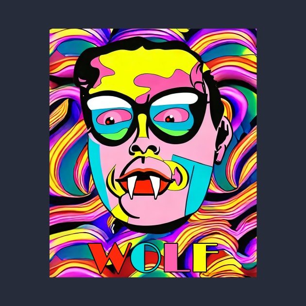 ACID WOLF Pop Art Surreal Magic Human | Big Boss Art By Tyler Tilley by Tiger Picasso