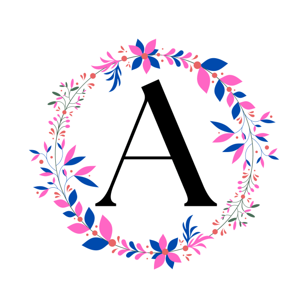 Alphabet A Floral Wreath Design by Stephen