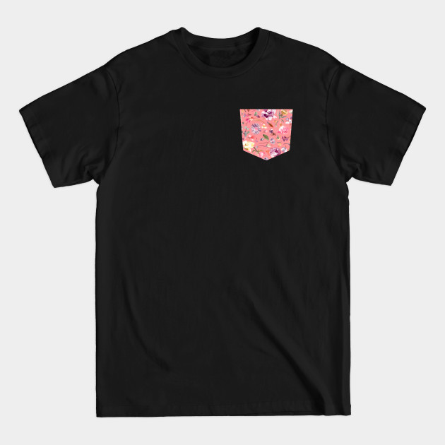 Disover Pocket - FLOWER BUDS CORAL PINK - Flowers - T-Shirt