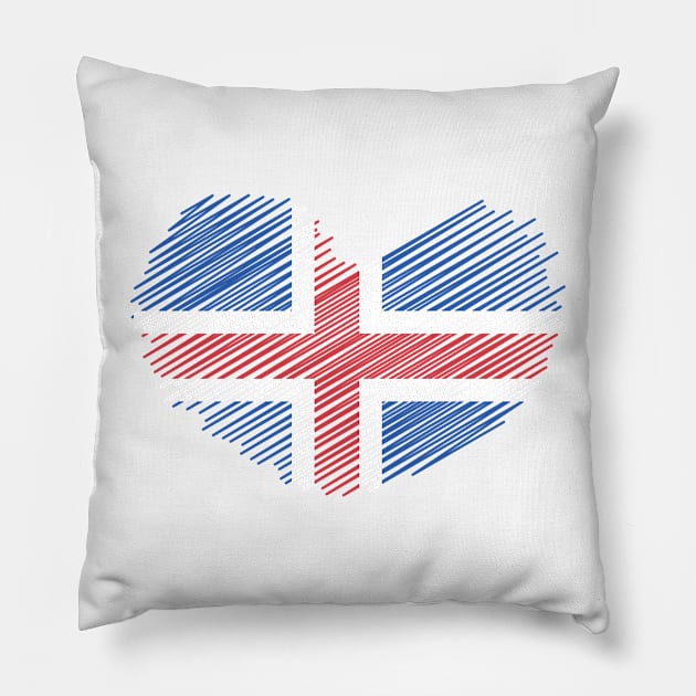 Iceland Heart Flag Design Pillow by Sanu Designs