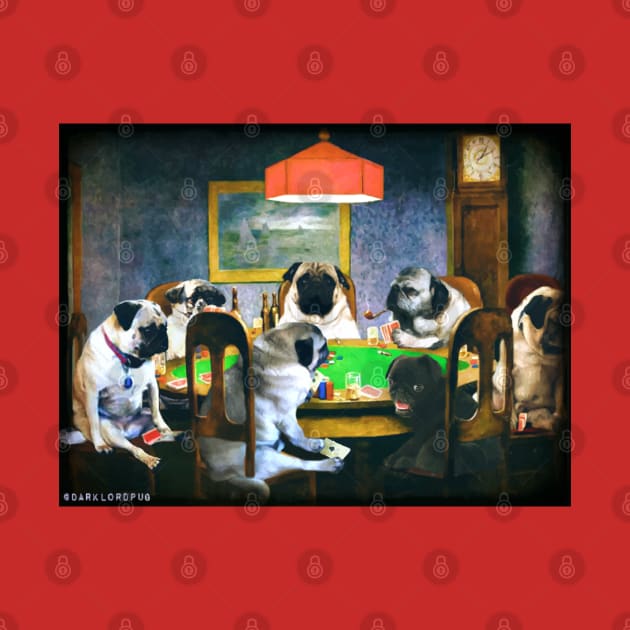 Pugs playing poker by darklordpug