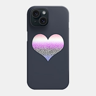 Ombré genderfluid colours and white swirls doodles heart Phone Case