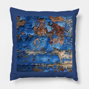 distressed western country aqua blue rustic barn wood Pillow