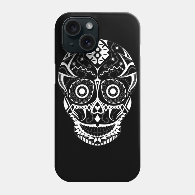 black catrina sugar skull in pattern ecopop Phone Case by jorge_lebeau