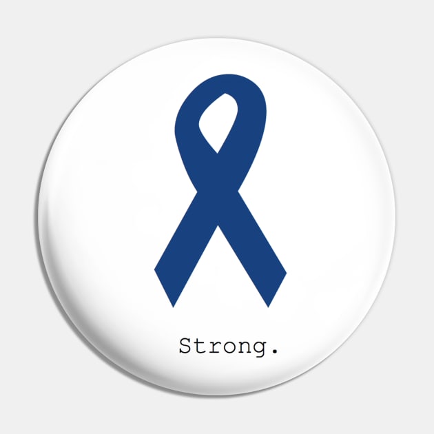 Navy Blue Ribbon. Strong. - Cancer - Pin