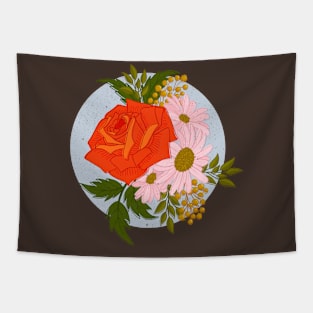 Vintage Floral Rose Botanical Bouquet Tapestry